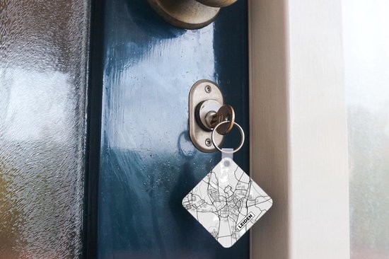 Porte-clés - Plan de la ville - Leiden - Grijs - Wit - Plastique