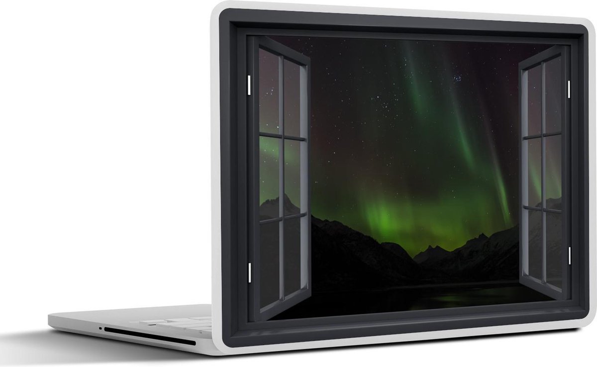 Laptop sticker - 12.3 inch - Doorkijk - Noorderlicht - Groen - 30x22cm - Laptopstickers - Laptop skin - Cover
