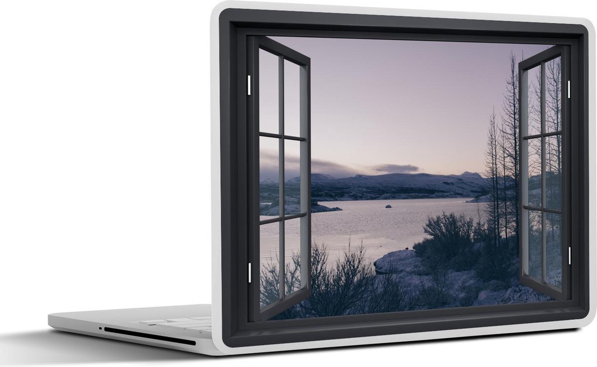 Laptop sticker - 12.3 inch - Doorkijk - Berg - Nacht - 30x22cm - Laptopstickers - Laptop skin - Cover
