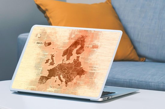 Sticker ordinateur portable - 17,3 pouces - Kaart Europa - Journal - Oranje