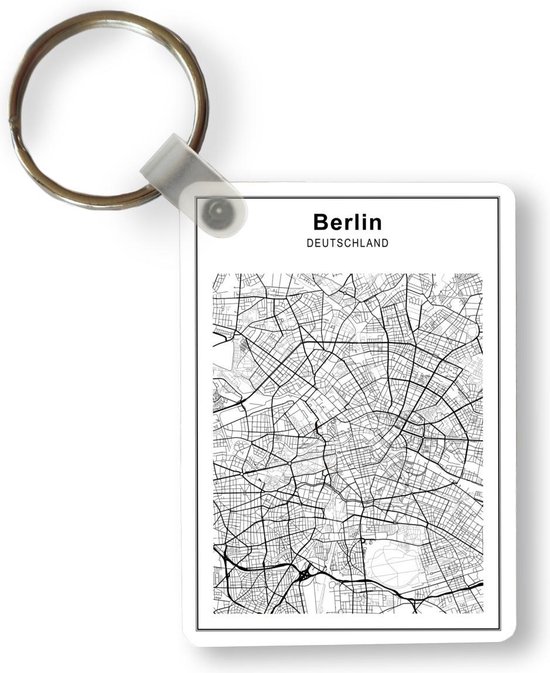 Sleutelhanger - Stadskaart - Zwart Wit - Berlijn - Uitdeelcadeautjes - Plastic