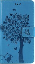 Samsung Galaxy S21 Bookcase - Blauw - Bloemen - Portemonnee Hoesje