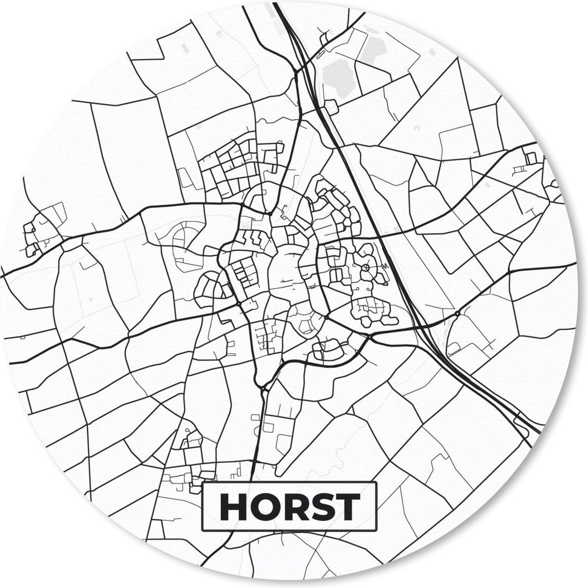 Muismat rond 20x20 cm - Mousepad Kaart - Horst - Zwart - Wit - Ronde muismatten