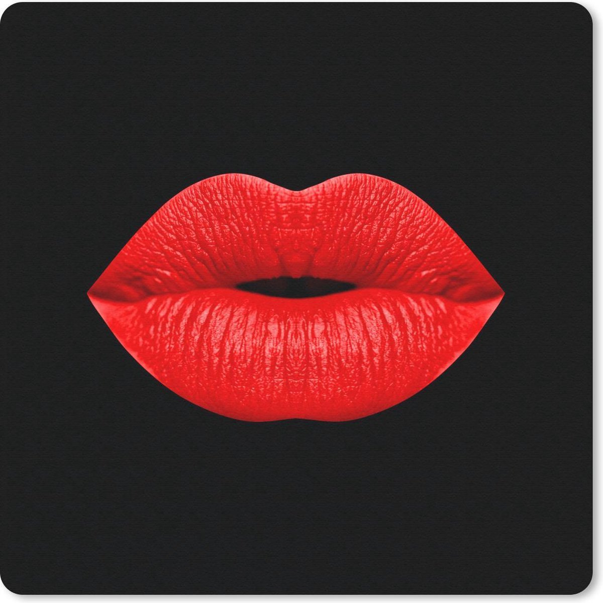 Muismat 20x20 cm - Mousepad Lippen - Rood - Zwart - Muismatten