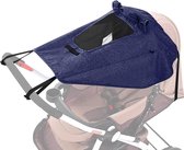 Universele babyzonnescherm voor kinderwagen, kinderwagen, buggy en reiswieg/kinderwagen waterbestendig zonnezeil met UV-bescherming 50+ omhoog en kijkvenster blauw