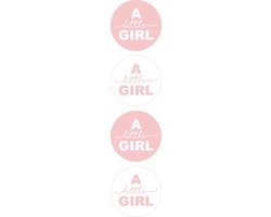 Foto: Geboorte sluitsticker a little girl wit rose babyshower zwangerschap geboortekaart meisje dochter kraamfeest envelop stickers cadeau gift label dh collection