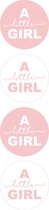 Geboorte Sluitsticker A Little Girl | Wit – Rose | Babyshower - Zwangerschap – Geboortekaart –Meisje – Dochter – Kraamfeest | Envelop stickers | Cadeau – Gift Label | DH collection