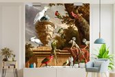 Behang - Fotobehang De menagerie - Melchior d' Hondecoeter - Vogel - Breedte 240 cm x hoogte 240 cm