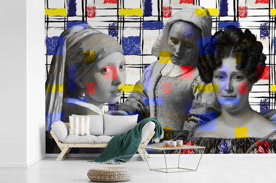 Papier peint - Collage de Papier peint photo - Mondrian - Peintures - Largeur 360 cm x Hauteur 240 cm