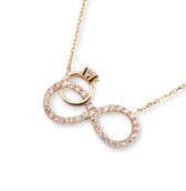 Hemels juwelier- 14k geelgouden ketting met hanger- Dames- Goud- HML521 - Cadeautje- Oneindigheid- Met een ring aan de hanger met oneindigheidssymbool- Moederdag aanbieding