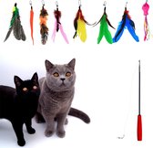 Make Me Purr Kattenhengel met 8 Hangers - Speelgoed Hengel voor Katten - Kat Speelhengel met Veren - Kitten Kattenplager met Veer - Kattenspeelgoed - Kattenspeeltjes