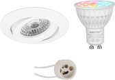 Mi-Light MiBoxer - LED Spot Set GU10 - Smart LED - Wifi LED - Slimme LED - 4W - RGB+CCT - Aanpasbare Kleur - Dimbaar - Primux Uranio Pro - Inbouw Rond - Mat Wit - Kantelbaar - Ø82mm