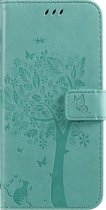 Samsung Galaxy A21 Bookcase - Groen - Bloemen - Portemonnee Hoesje