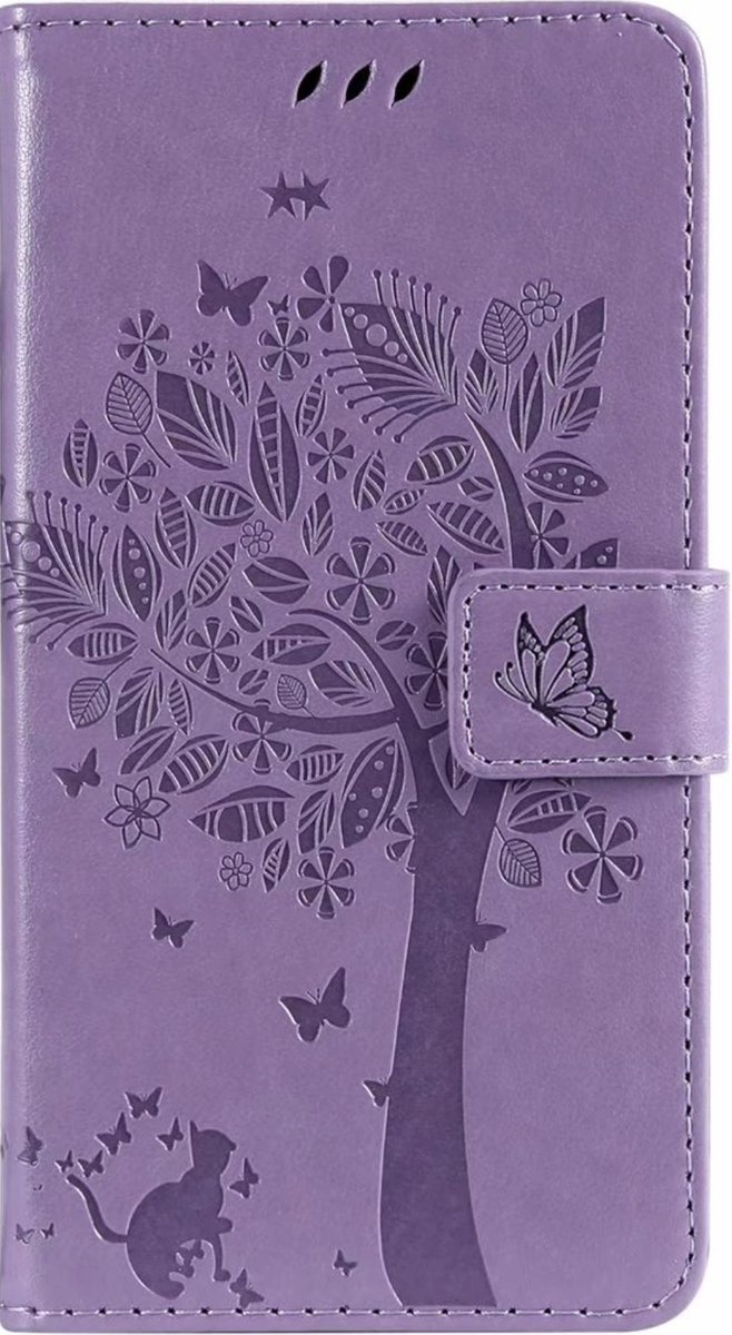 Geschikt voor Samsung Galaxy S21 Plus Bookcase - Paars - Bloemen - Portemonnee Hoesje