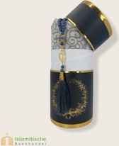 Cilinder Box Geschenkset Zwart met Gebedskleed en Tasbeeh