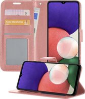 Samsung A22 5G Hoesje Book Case Hoes Portemonnee Cover - Samsung Galaxy A22 5G Case Hoesje Wallet Case - rose Goud