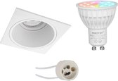 Mi-Light MiBoxer - LED Spot Set GU10 - Smart LED - Wifi LED - Slimme LED - 4W - RGB+CCT - Aanpasbare Kleur - Dimbaar - Proma Minko Pro - Inbouw Vierkant - Mat Wit - Verdiept - 90mm