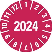 Keuringssticker met jaartal 2024 op vel, rood 35 mm - 10 per vel