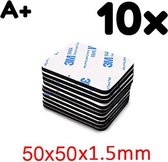 Dubbelzijdig Sticker XL - 10 Stuks - Wit 3M - Extra Sterk - Plakkers - Ophangen Poster en Foto - Knutselen - 50 x 50  x 1.5 mm - Plakkertjes - Klevers - Montage - DIY