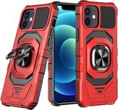 iPhone 12 / 12 Pro Robuust Kickstand Shockproof Rood Cover Case Hoesje ACNBL