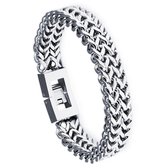 Victorious Zilveren Armband Heren – Gevlochten Zilver en Roestvrij Staal – Zilver – 21cm
