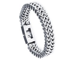 Victorious Zilveren Armband Heren – Gevlochten Zilver en Roestvrij Staal – Zilver – 21cm