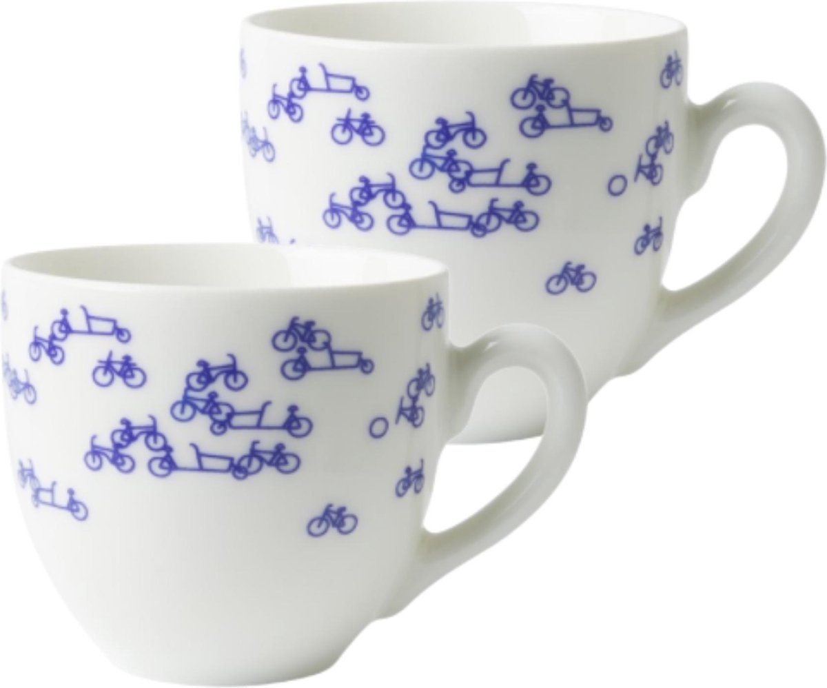 Koffiekopjes - set van 2 - koffiemokken - kopjes - fiets - Holland - Delfts blauw - Hollandse cadeautjes - Holland souvenir