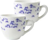 Koffiekopjes - set van 2 - koffiemokken - kopjes - fiets - Holland - Delfts blauw - Hollandse cadeautjes - Holland souvenir