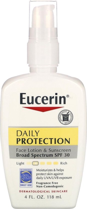 Eucerin , Lotion Face Hydratante Protection Daily , Crème Solaire SPF 30, Sans Parfum, 4 fl oz (118 ml)