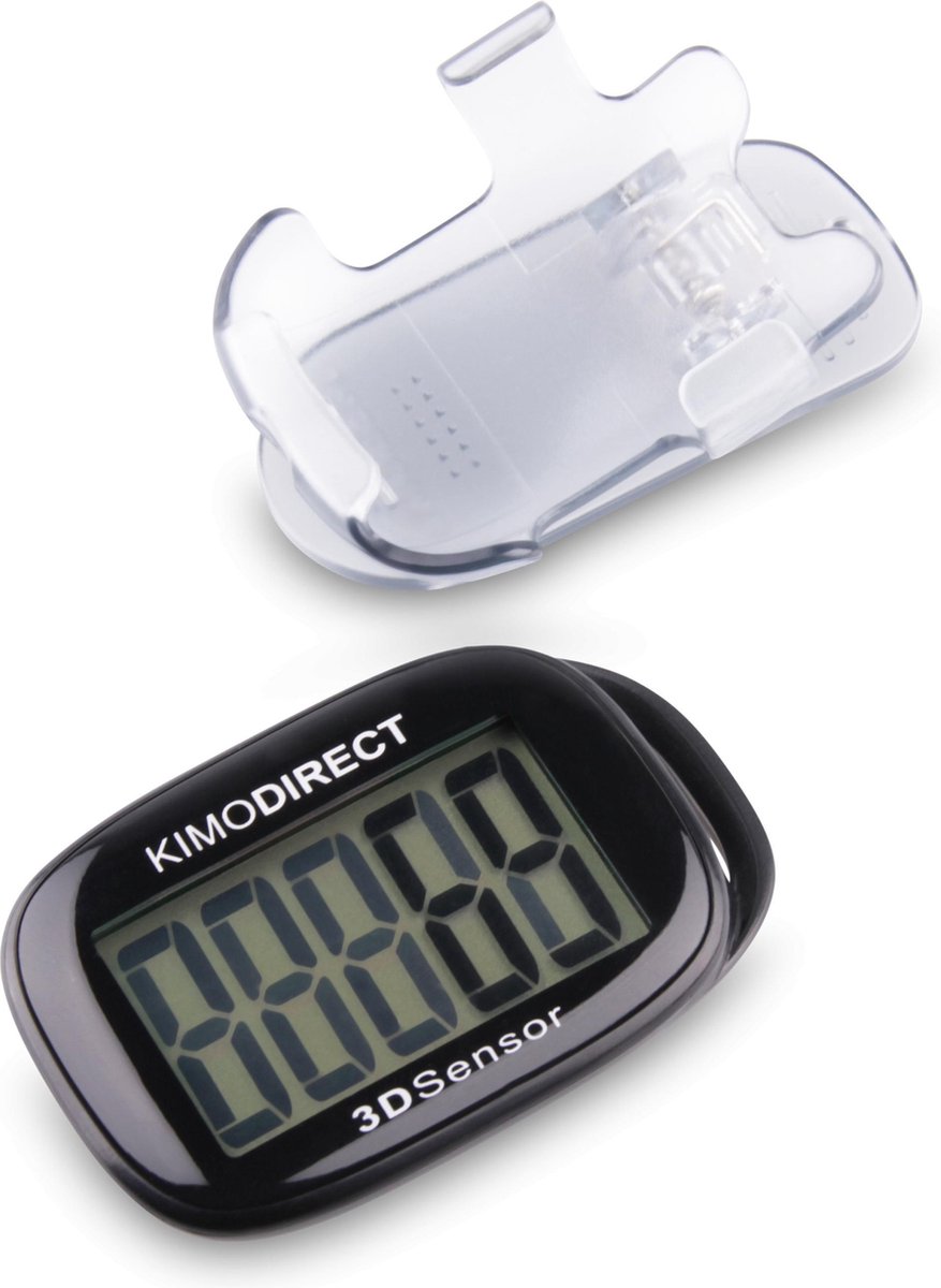 KIMO DIRECT Stappenteller met Clip en Draagkoord - Stappen Tellen - Activity Tracker - 3D Sensor - Groot Scherm - Zwart thumbnail 2