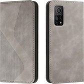 Voor Xiaomi Mi 10T Pro 5G Skin Feel Magnetisch S-type Effen Kleur Horizontale Flip Lederen Case met Houder & Kaartsleuf & Portemonnee (Grijs)
