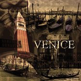 Affiche de jardin - Ville / Venetië - Collage en beige/blanc/noir/marron - 80 x 80 cm.