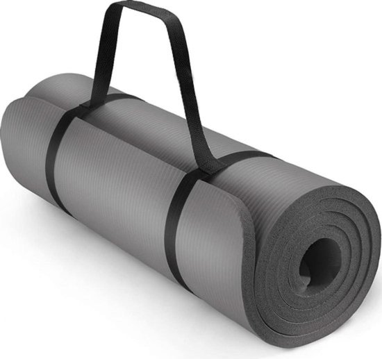 Fitness mat - Yoga mat - Sport mat - Zwart - 178 x 60 x 1.0cm | bol.com