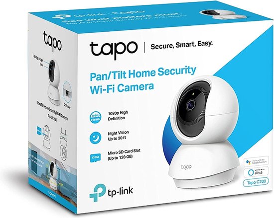 TP-Link Tapo C200 - Beveiligingscamera voor Binnen - 1080P Pan / Tilt Home Security Wi-Fi - Wit - TP-Link