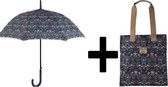 Briers Regenset - Paraplu + incl. gratis tas - Strawberry Thief | Voordeelbundel