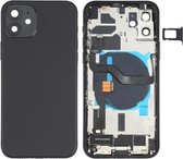 Batterij-achterklep (met zijtoetsen & luidspreker & motor & cameralens & kaarthouder & aan / uit-knop + volumeknop + oplaadpoort & draadloze oplaadmodule) voor iPhone 12 (zwart)