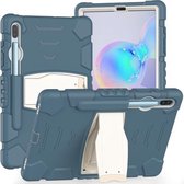 Voor Samsung Galaxy Tab S6 T860 3-laags beschermingsschermframe + pc + siliconen schokbestendige combinatiebehuizing met houder (korenbloemblauw)