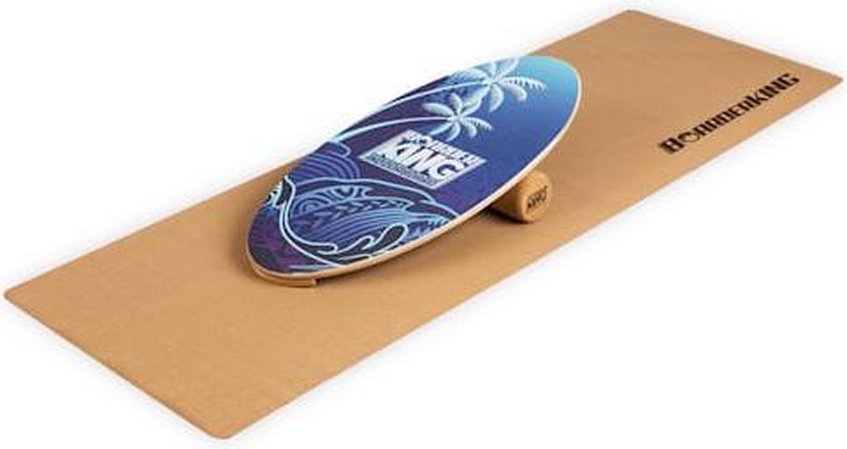 BoarderKING Indoor board Allrounder balance board + mat + roller hout / kurk