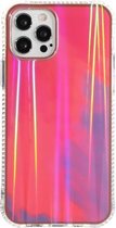IMD Rendering Watercolor Aurora Pattern Shockproof TPU + PC beschermhoes voor iPhone 12/12 Pro (paars en rood)