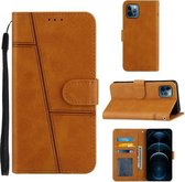 Stiksels Kalfsstructuur Gesp Horizontale Flip Leren Case met Houder & Kaartsleuven & Portemonnee & Lanyard Voor iPhone 12 Pro Max (Geel)