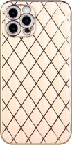 Electroplated Rhombic Pattern Sheepskin TPU beschermhoes voor iPhone 12 Pro (roze)