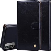 Voor Geschikt voor Xiaomi Poco M3 zakelijke stijl olie wax textuur horizontale flip lederen tas met houder & kaartsleuven & portemonnee (zwart)