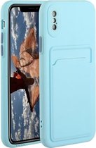 Card Slot Design Shockproof TPU beschermhoes voor iPhone XS Max (hemelsblauw)