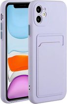 Card Slot Design Shockproof TPU beschermhoes voor iPhone 12 (paars)