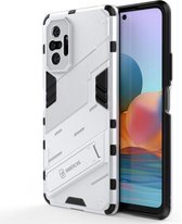 Voor Xiaomi Redmi Note 10 Pro Punk Armor 2 in 1 PC + TPU schokbestendig hoesje met onzichtbare houder (wit)