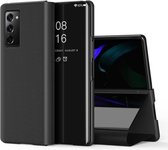 Voor Samsung Galaxy Z Fold2 5G vergulde spiegel horizontale flip lederen tas met houder (zwart)