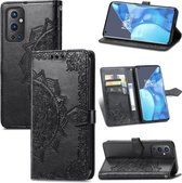 Halverwege Mandala-reliëfpatroon Horizontaal leren flip-hoesje met houder & kaartsleuven & portemonnee & draagkoord voor OnePlus 9 Pro (zwart)