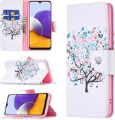 Voor Samsung Galaxy A22 5G Gekleurd Tekenpatroon Horizontale Flip Lederen Case met Houder & Kaartsleuven & Portemonnee (Boom)