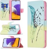 Voor Samsung Galaxy A22 5G Gekleurd Tekenpatroon Horizontale Flip Lederen Case met Houder & Kaartsleuven & Portemonnee (Veer)