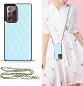 Voor Samsung Galaxy Note20 Ultra Elegant Rhombic Pattern Microfiber Leather + TPU Shockproof Case met Crossbody Strap Chain (Blauw)